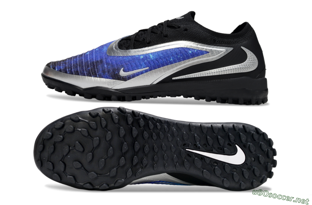 Men's Nike Phantom 6 Low Elite TF Football Shoes - Blue/Silver/Black 1