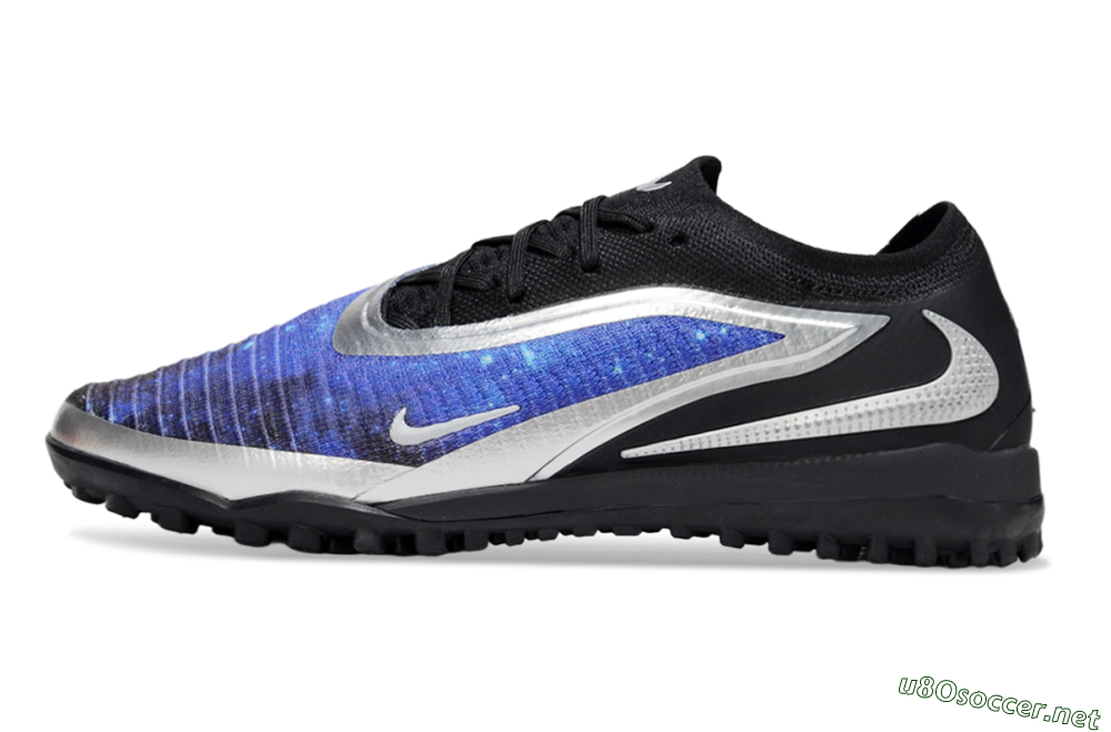 Men's Nike Phantom 6 Low Elite TF Football Shoes - Blue/Silver/Black 0