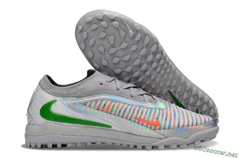 Men's Nike Phantom 6 Low Elite TF Football Shoes - Grey/Silver/Yellow 2