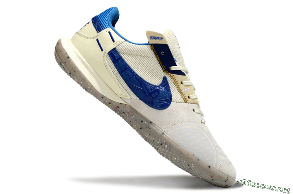 Unisex Nike Street Gato IC Football Shoes - Grey/Beige/Blue 4