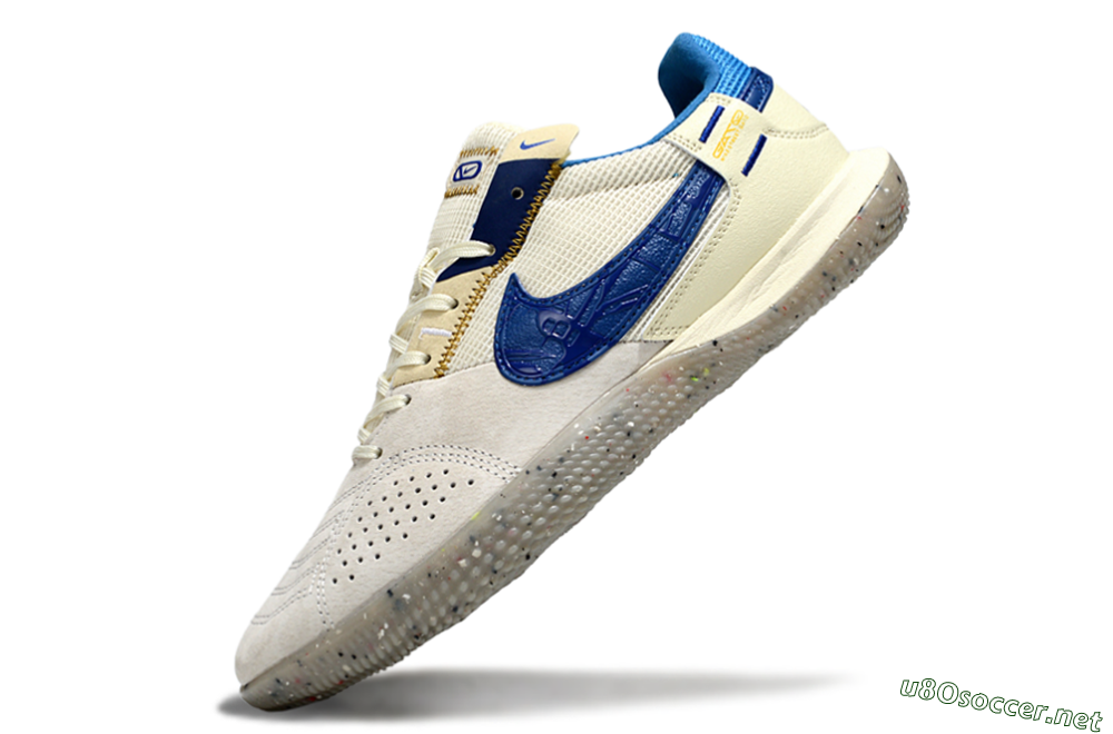 Unisex Nike Street Gato IC Football Shoes - Grey/Beige/Blue 5