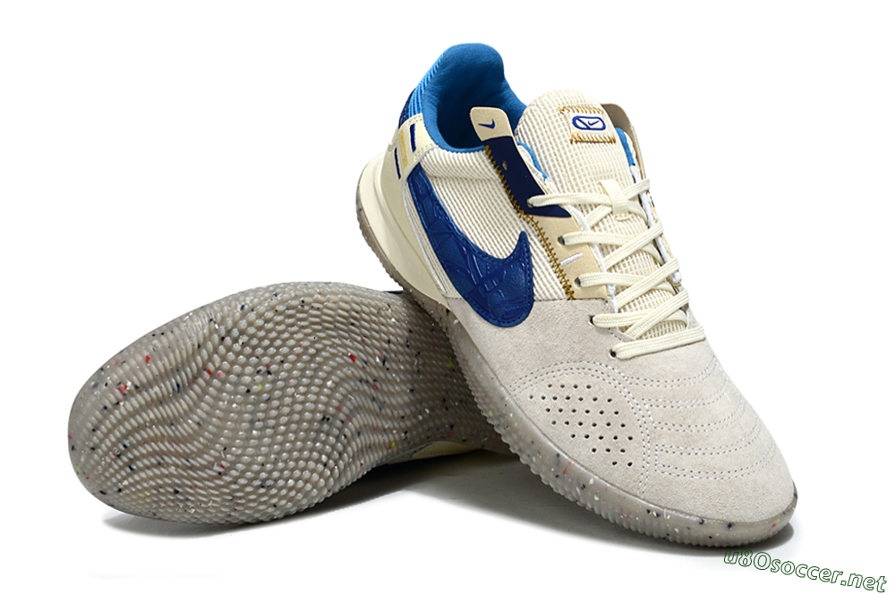 Unisex Nike Street Gato IC Football Shoes - Grey/Beige/Blue 3