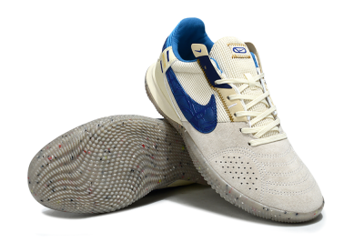 Unisex Nike Street Gato IC Football Shoes - Grey/Beige/Blue