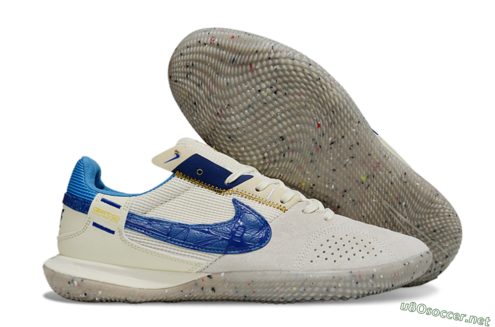 Unisex Nike Street Gato IC Football Shoes - Grey/Beige/Blue 2