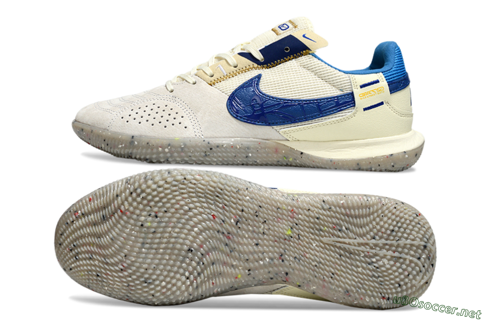 Unisex Nike Street Gato IC Football Shoes - Grey/Beige/Blue 1