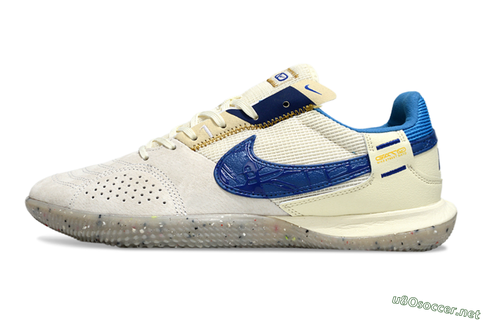 Unisex Nike Street Gato IC Football Shoes - Grey/Beige/Blue 0
