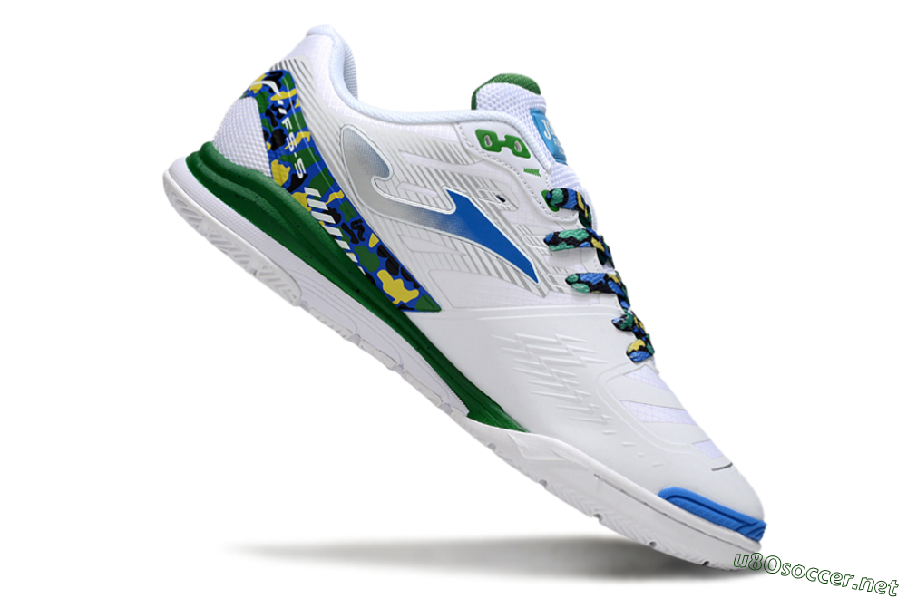 Men's Joma Top Flex IC Football Shoes - White/Silver/Blue 4