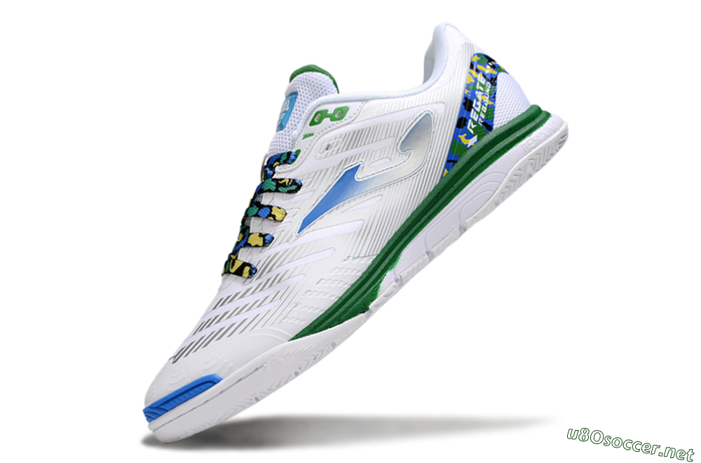 Men's Joma Top Flex IC Football Shoes - White/Silver/Blue 5