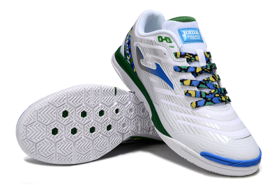 Men's Joma Top Flex IC Football Shoes - White/Silver/Blue