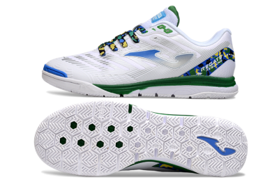 Men's Joma Top Flex IC Football Shoes - White/Silver/Blue