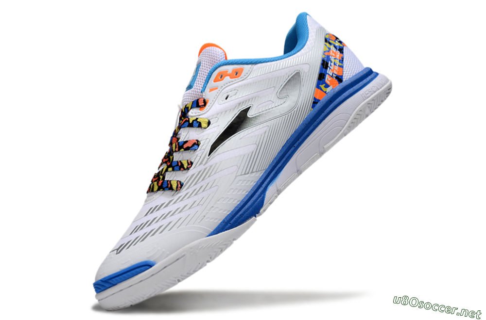 Men's Joma Top Flex IC Football Shoes - White/Silver/Blue 5