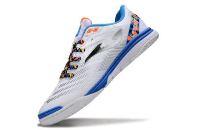 Men's Joma Top Flex IC Football Shoes - White/Silver/Blue