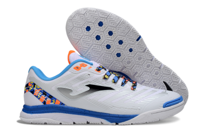 Men's Joma Top Flex IC Football Shoes - White/Silver/Blue