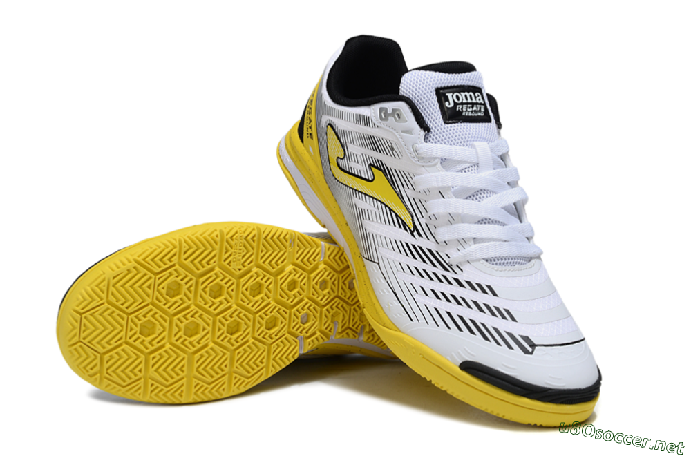 Men's Joma Top Flex IC Football Shoes - White/Black/Yellow 3