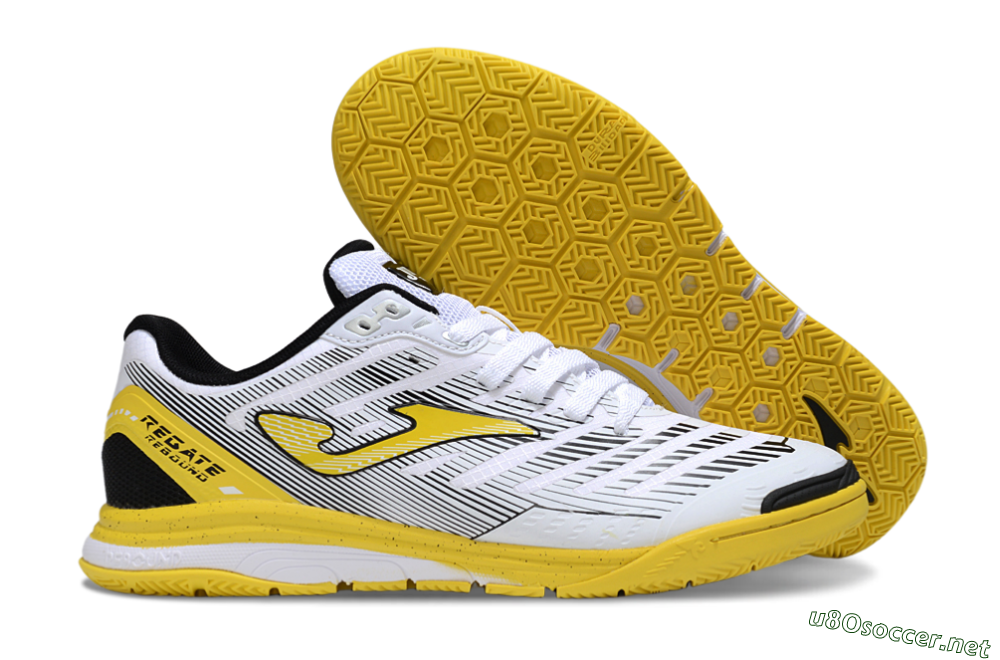 Men's Joma Top Flex IC Football Shoes - White/Black/Yellow 2