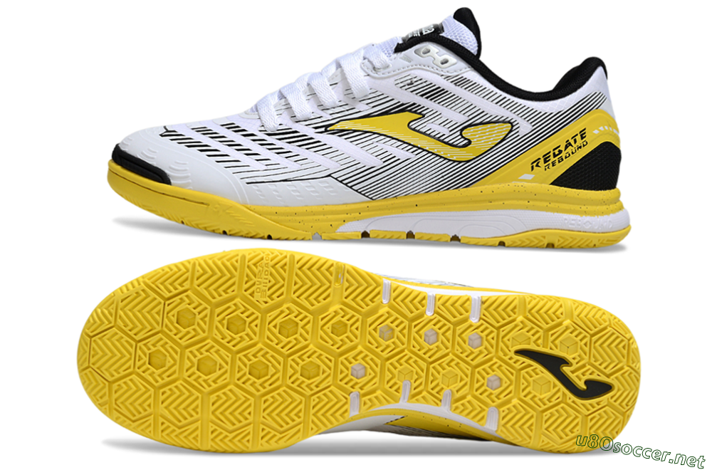 Men's Joma Top Flex IC Football Shoes - White/Black/Yellow 1