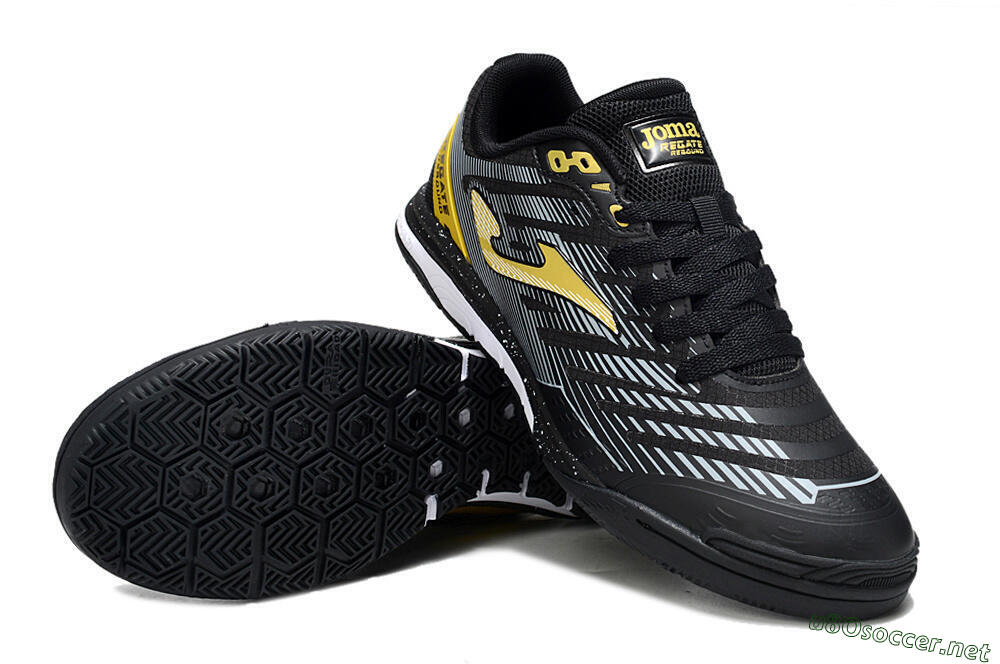 Men's Joma Top Flex IC Football Shoes - Black/Gold/White 3