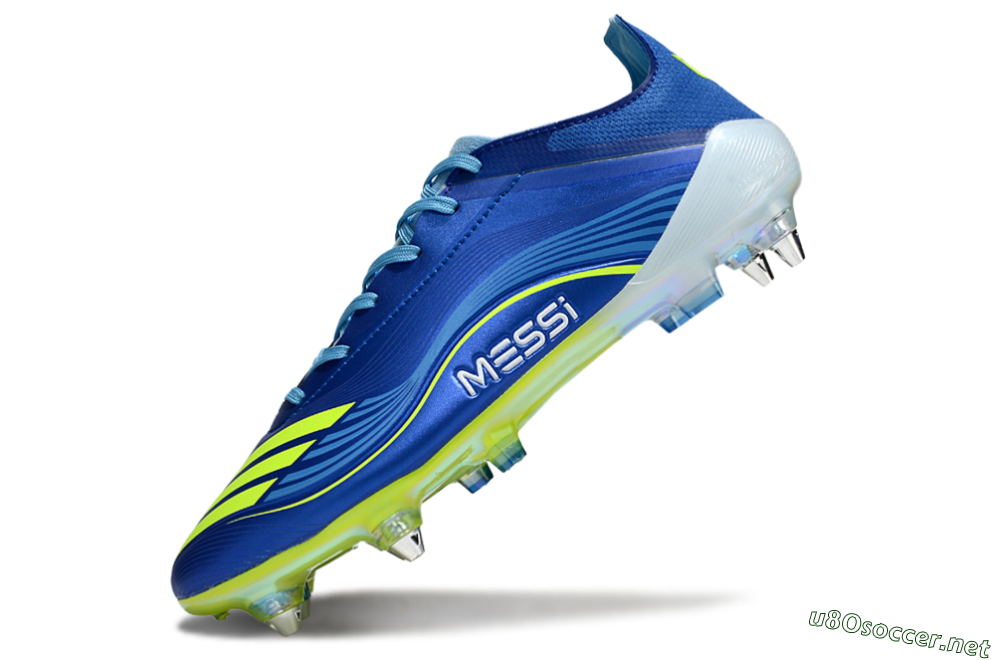 Men's Messi x Adidas F50 Pro SG Football Boots - Blue/Yellow/White 5