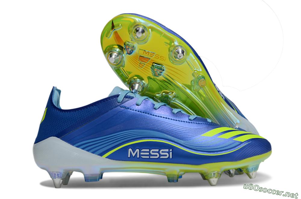 Men's Messi x Adidas F50 Pro SG Football Boots - Blue/Yellow/White 2