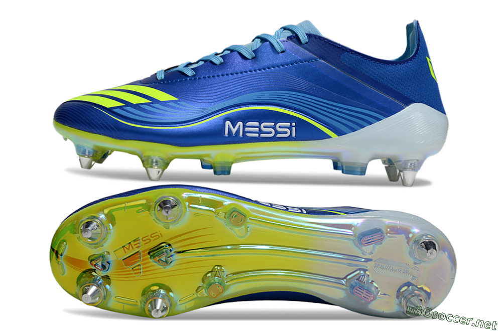 Men's Messi x Adidas F50 Pro SG Football Boots - Blue/Yellow/White 1