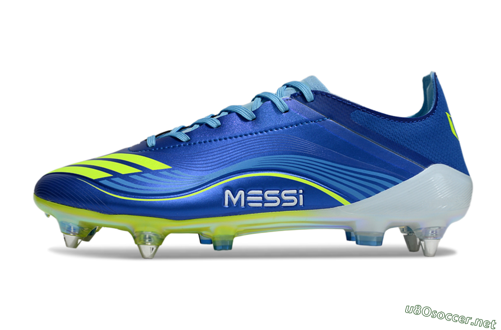 Men's Messi x Adidas F50 Pro SG Football Boots - Blue/Yellow/White 0