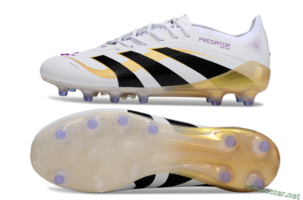 Men's Adidas Predator 25 Elite AG Football Boots - White/Black/Gold 1