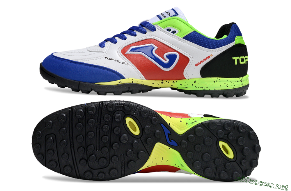 Men's Joma Top Flex TF Football Shoes - White/Red/Blue 1