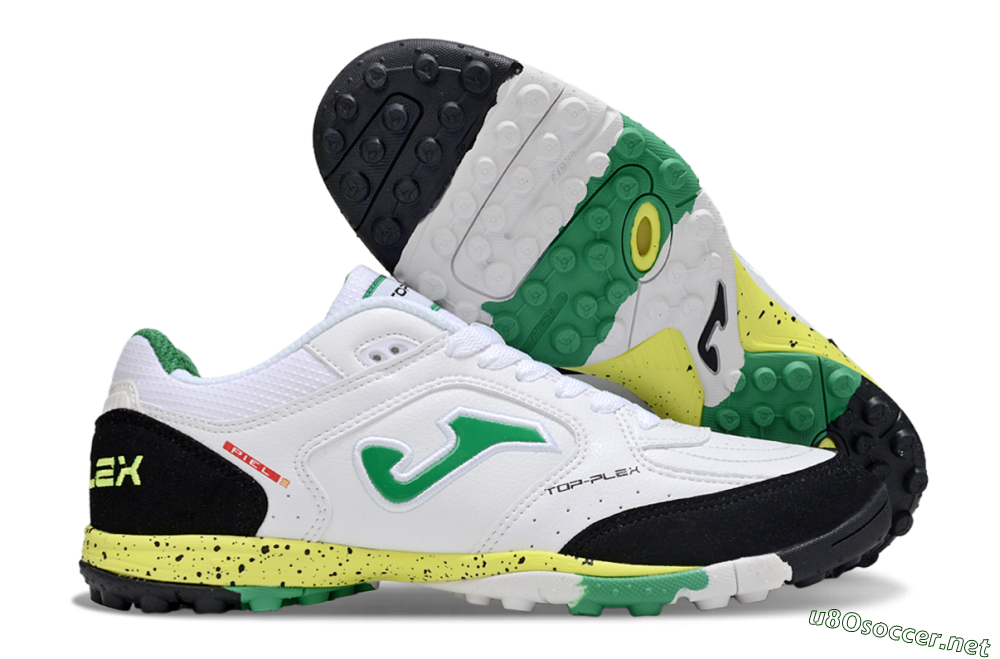 Men's Joma Top Flex TF Football Shoes - White/Green/Yellow 2