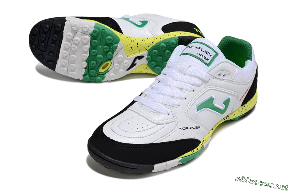 Men's Joma Top Flex TF Football Shoes - White/Green/Yellow 3