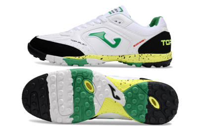 Men's Joma Top Flex TF Football Shoes - White/Green/Yellow