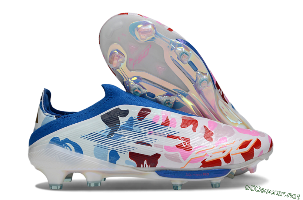Men's Adidas F50+ Elite Lightstrike Laceless FG Football Boots - Pink/Red/Blue 2