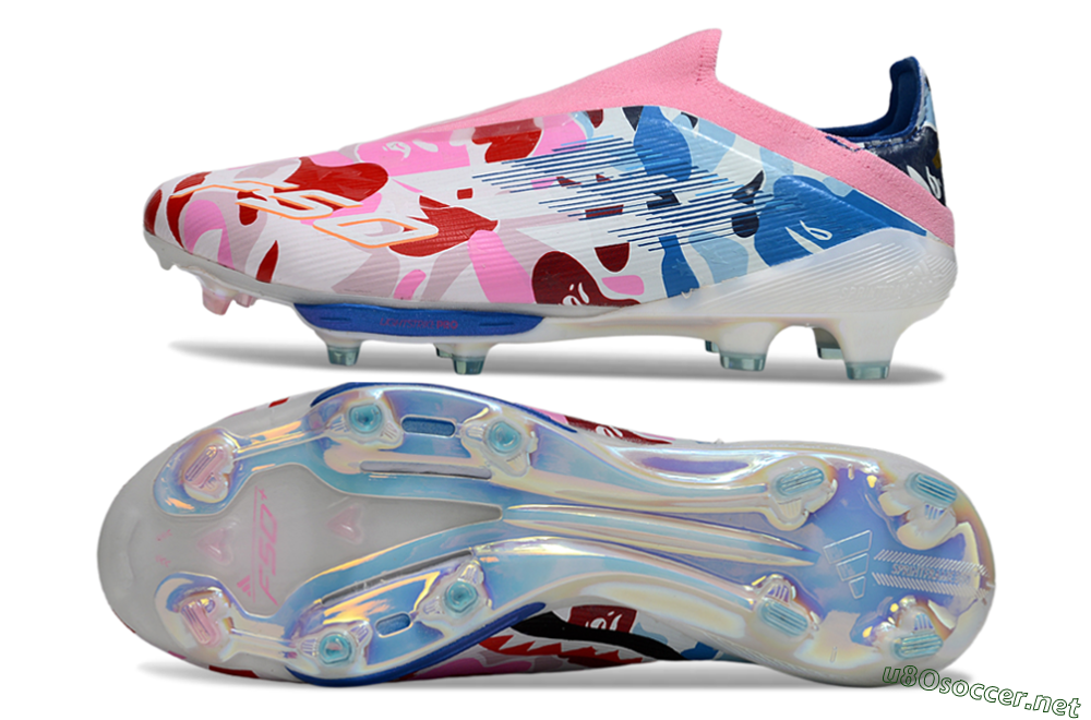 Men's Adidas F50+ Elite Lightstrike Laceless FG Football Boots - Pink/Red/Blue 1