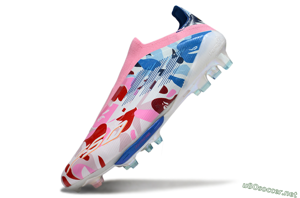 Men's Adidas F50+ Elite Lightstrike Laceless FG Football Boots - Pink/Red/Blue 5