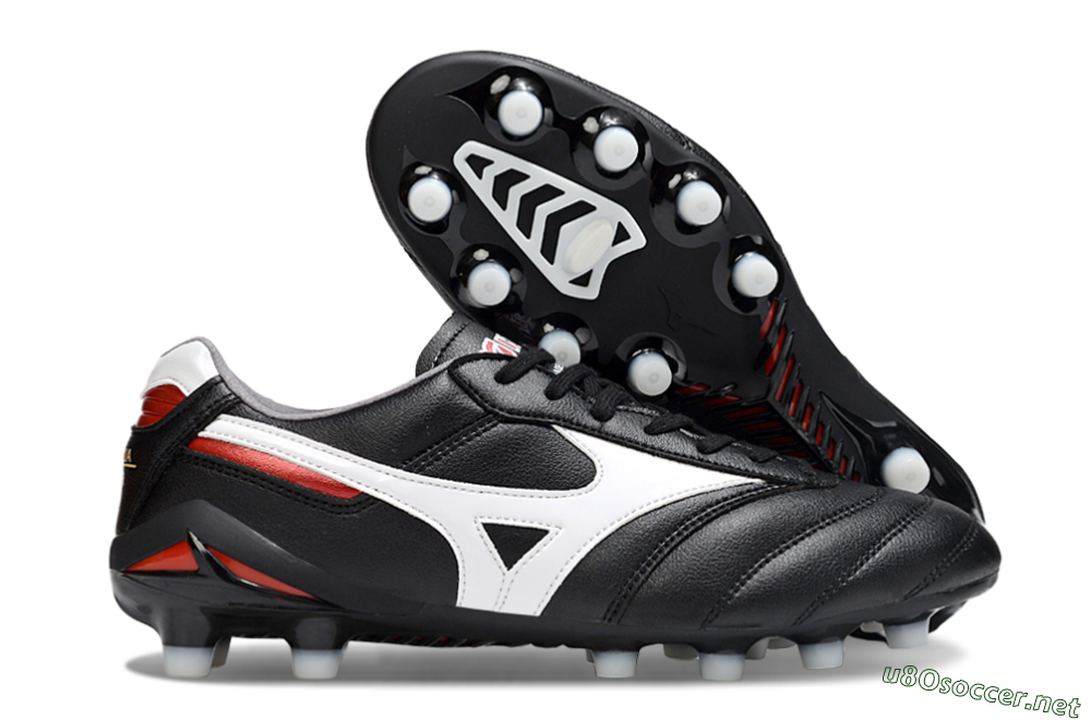 Men's Mizuno Morelia 2 FG Football Boots - Black/White/Red 2