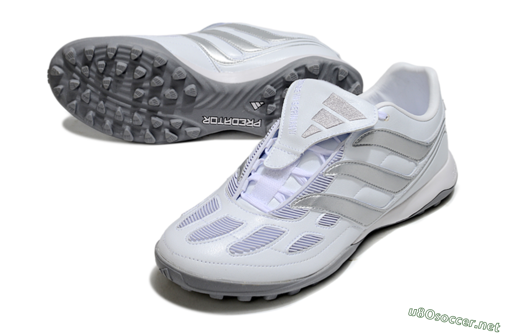 Men's Adidas Predator 25 Elite Foldover Tongue TF Football Shoes - Beige/White/Silver 3