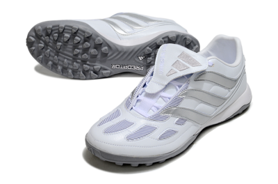 Men's Adidas Predator 25 Elite Foldover Tongue TF Football Shoes - Beige/White/Silver