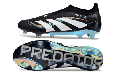 Men's Adidas Predator 25 Elite Laceless FG Football Boots - Black/White/Jade