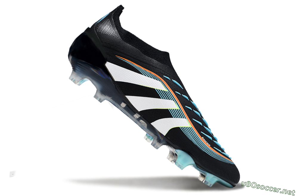 Men's Adidas Predator 25 Elite Laceless FG Football Boots - Black/White/Jade 4