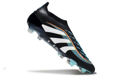 Men's Adidas Predator 25 Elite Laceless FG Football Boots - Black/White/Jade
