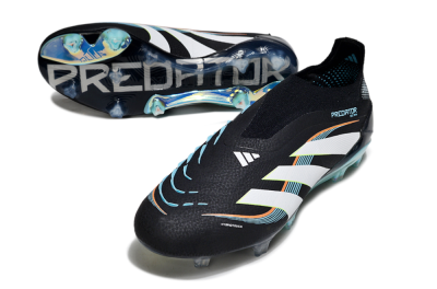 Men's Adidas Predator 25 Elite Laceless FG Football Boots - Black/White/Jade