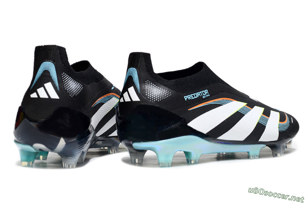 Men's Adidas Predator 25 Elite Laceless FG Football Boots - Black/White/Jade 6