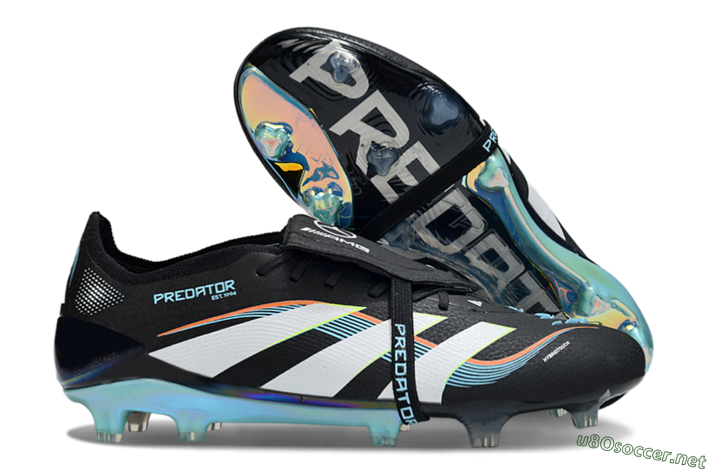 Men's Adidas Predator 25 Elite Foldover Tongue FG Football Boots - Black/White/Jade 2