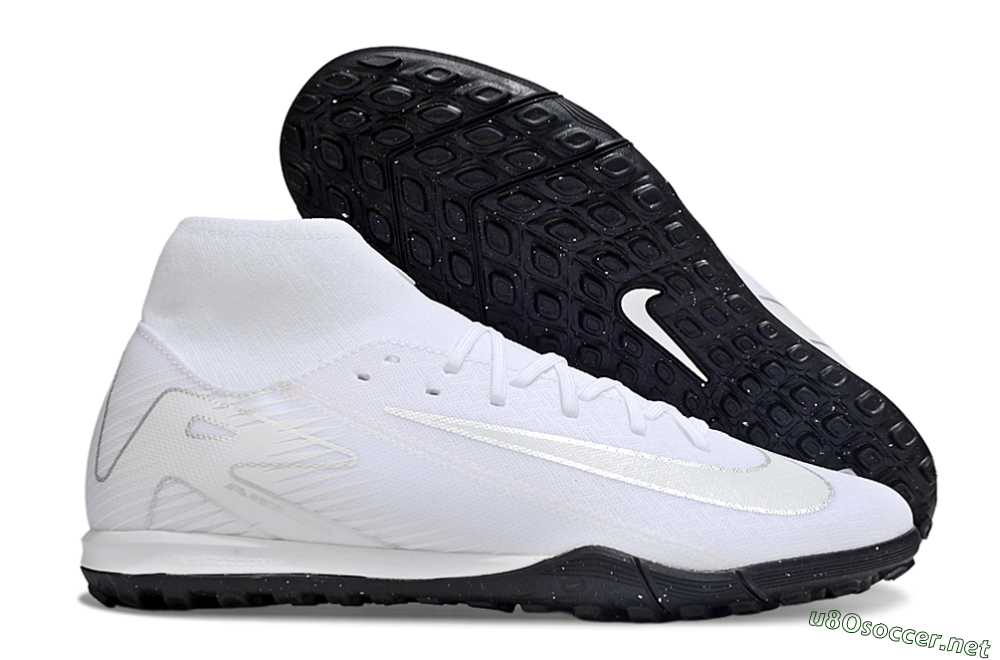 Men's Nike Air Zoom Mercurial Superfly 10 Academy TF Football Shoes - White/Silver/Black 2