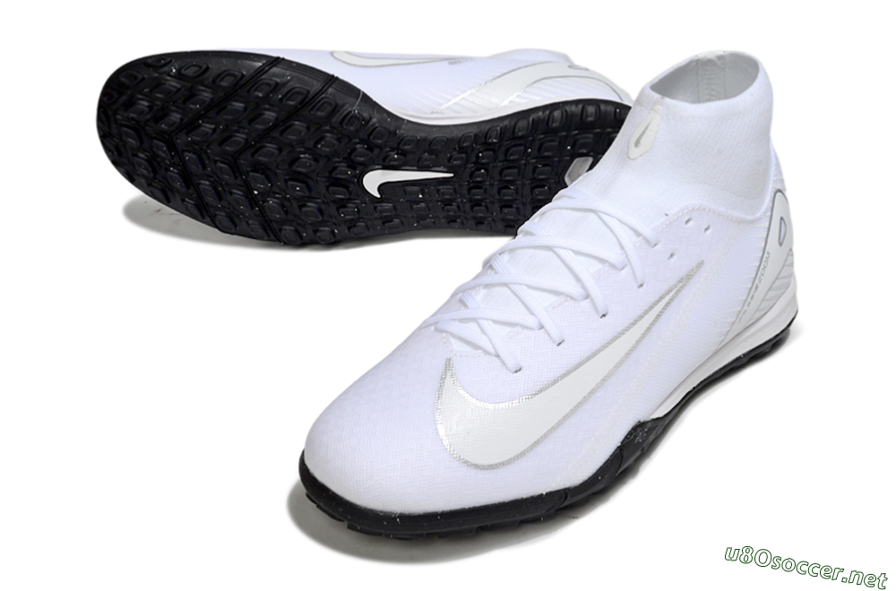 Men's Nike Air Zoom Mercurial Superfly 10 Academy TF Football Shoes - White/Silver/Black 3