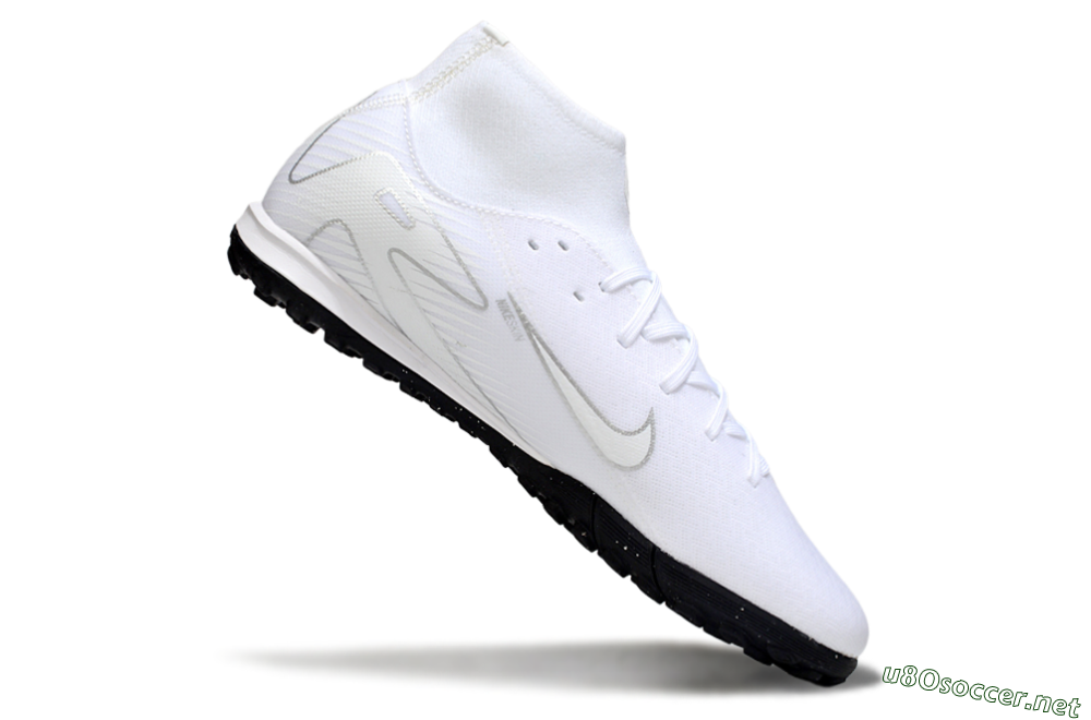 Men's Nike Air Zoom Mercurial Superfly 10 Academy TF Football Shoes - White/Silver/Black 4