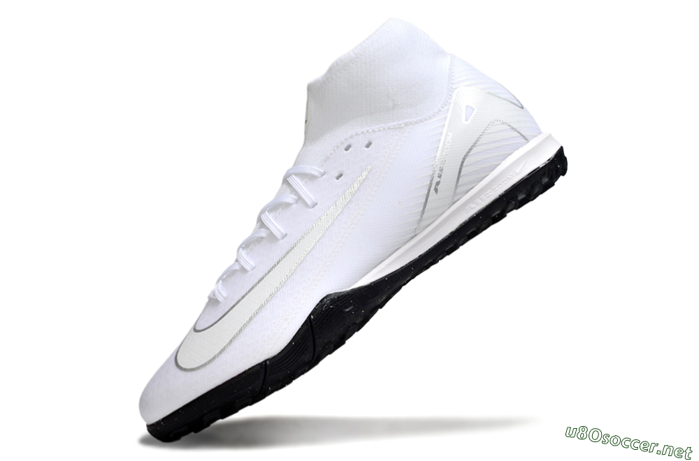 Men's Nike Air Zoom Mercurial Superfly 10 Academy TF Football Shoes - White/Silver/Black 5