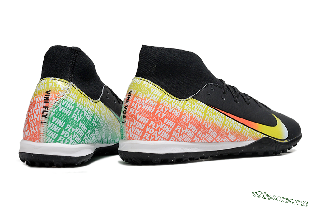 Men's Nike Air Zoom Mercurial Superfly 10 Academy TF Football Shoes - Black/Yellow/Red 6