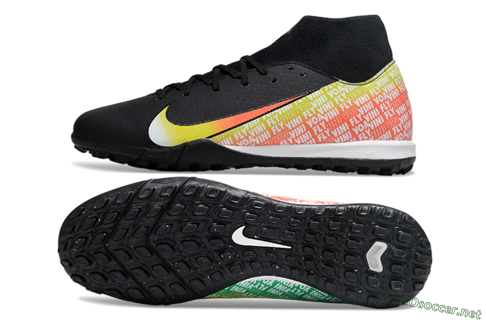 Men's Nike Air Zoom Mercurial Superfly 10 Academy TF Football Shoes - Black/Yellow/Red 1