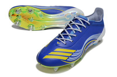 Men's Messi x Adidas F50 Elite SG Football Boots - Blue/Yellow/White