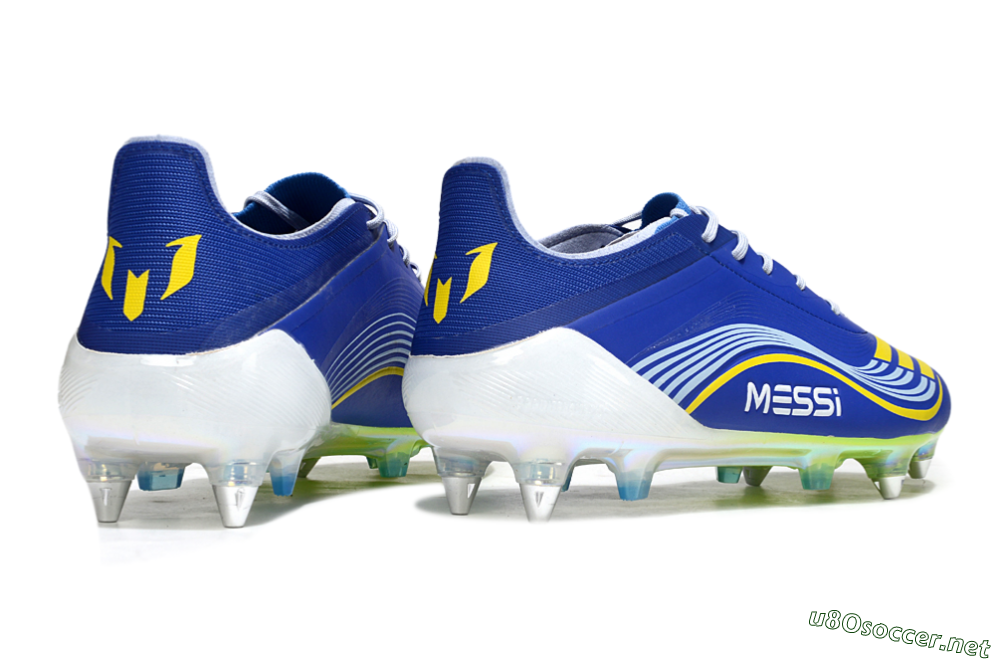 Men's Messi x Adidas F50 Elite SG Football Boots - Blue/Yellow/White 6